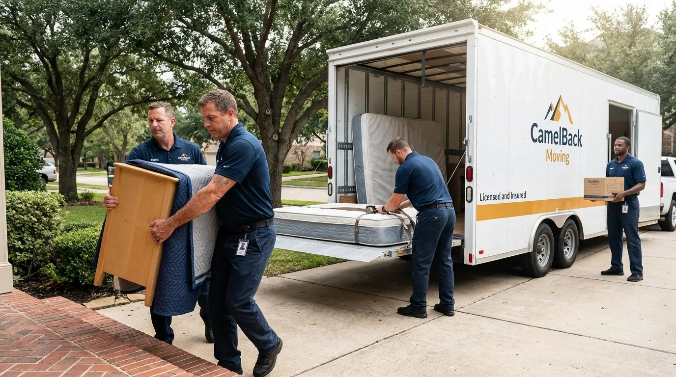 Crew loading residential truck for cross-state move from Loveland, OH