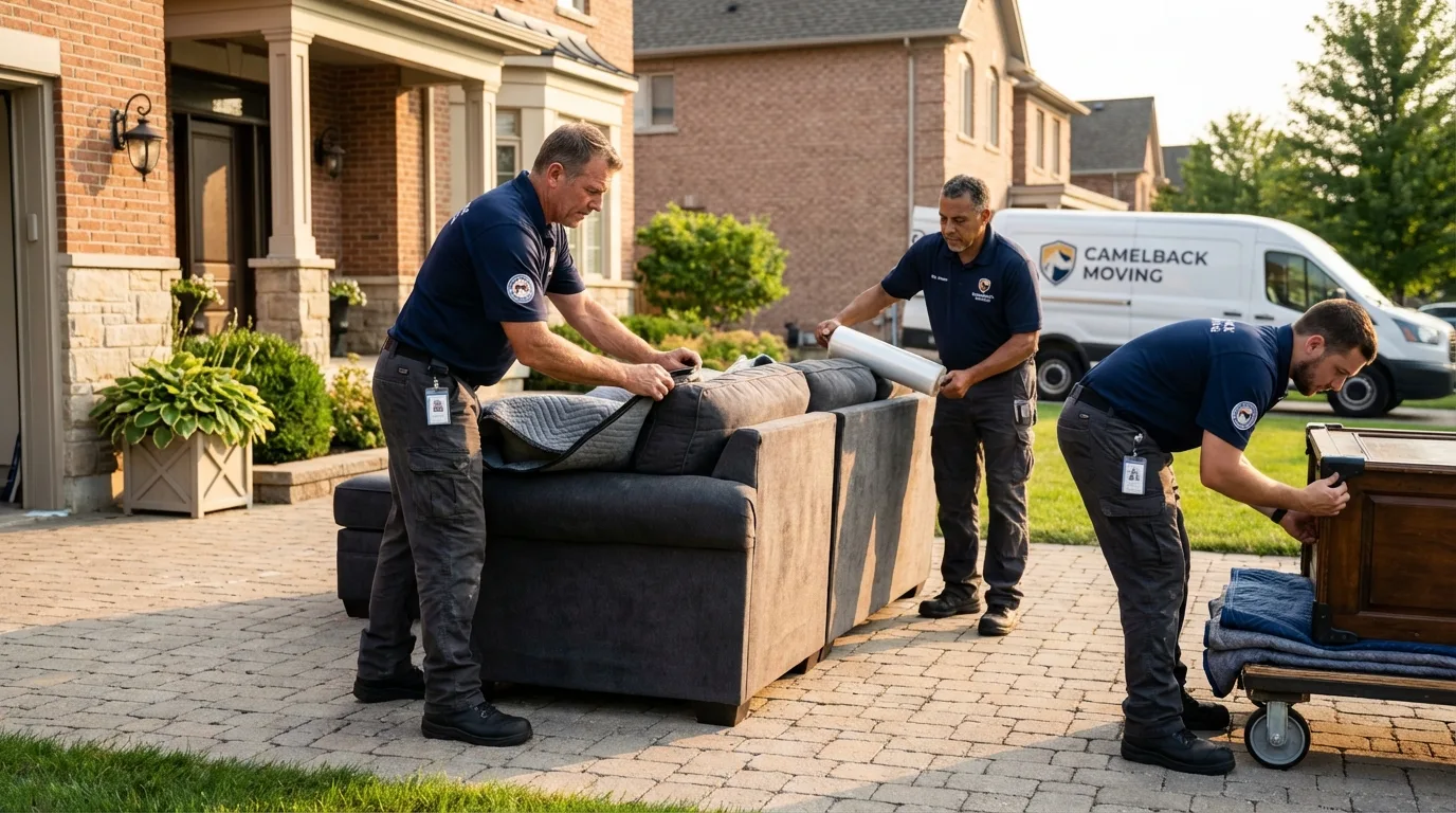 Large estate moving crew wrapping furniture in Loveland, OH
