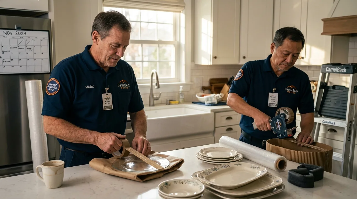 Professional crew packing kitchen dishware in Loveland, OH